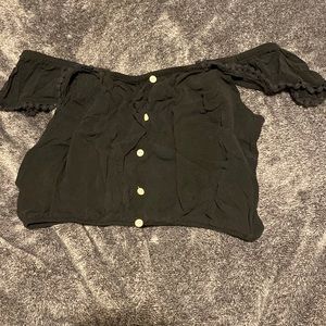 Black off the shoulder crop top